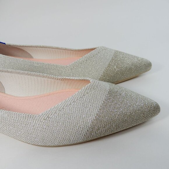 Rothy's The Pointed Toe Ballet Flat Slip On Sz 11.5 Diamond Metallic Shimmer NEW - Picture 9 of 15